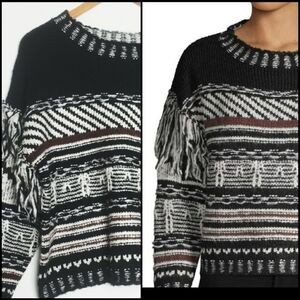 𝅺NEW! CLICHE Textured Fringe Pullover Womens Sweater XL.